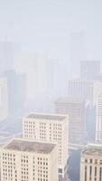 skyskrapor täckta av morgondimma video