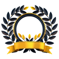 gyllene emblem mall för logotyp. guld grenar och band. illustration stock illustration png