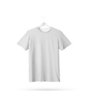 hanging white t-shirt on white background photo