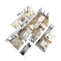 3d Building Floor Plan isolated on transparent background png