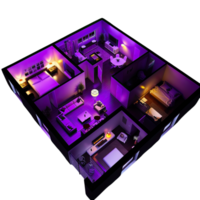 3d Building Floor Plan isolated on transparent background png