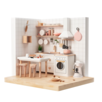 3d representación hogar cocina sin transparente png