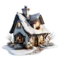 winters Christmas decoration with small toy ceramic house without background png