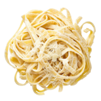 cremoso Fettuccine Alfredo pasta con parmesano sin fondo, transparente. png