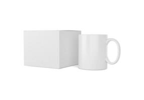 mug and box on white background photo