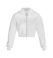 Women's Short Hoodie front view on white background photo