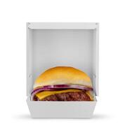 caja hamburguesa en blanco antecedentes foto