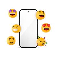teléfono con emoji en blanco antecedentes foto