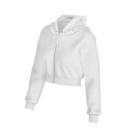 Women's Short Hoodie half side view on white background photo