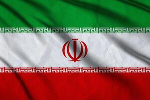 close up waving flag of Iran. photo