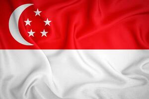 Singapur bandera antecedentes. Singapur bandera con tela textura foto