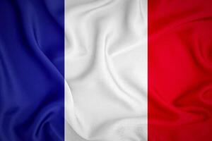 France flag background. France flag with fabric texture photo
