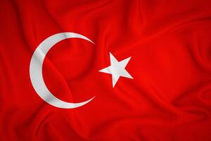 Turkey flag background. Turkey flag with fabric texture photo