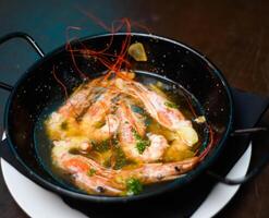 Serving of garlic prawns in a Mediterranean bar photo