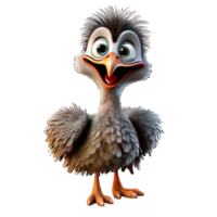 Emu bird cartoon character on Transparent Background png