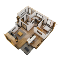 3d Building Floor Plan isolated on transparent background png