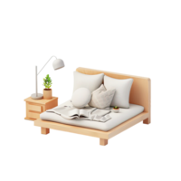 Schlafzimmer mit groß Bett und Weiß Bett Leinen, modern stilvoll Bett isoliert im transparent Hintergrund png