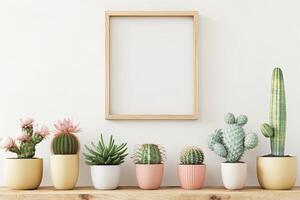 Wooden Shelf With Potted Plants. photo