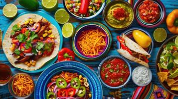 mexicano comida untado en mesa. foto
