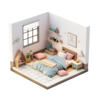 Schlafzimmer mit groß Bett und Weiß Bett Leinen, modern stilvoll Bett isoliert im transparent Hintergrund png