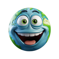 Earth planet cartoon character on Transparent Background png