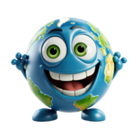 Earth planet cartoon character on Transparent Background png