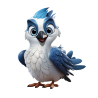 Adorable little cartoon parrot on isolated background. png