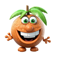 Cute Coconut Happy Cartoon Character png