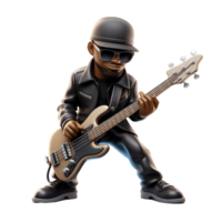 3d animal playing guitar, rock style isolated on Transparent background png