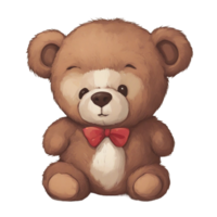 a teddy bear with a red bow tie on its head with transparent background png