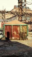 Rustic Abandoned Kiosk at Dusk in a Derelict Industrial Area video