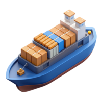 3d isometric icon of cargo ship png