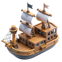 3d isometric icon of pirates ship png