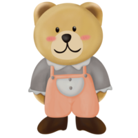 a cartoon bear wearing overalls and a pink shirt png