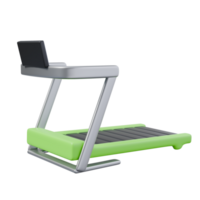 3d render illustration of green treadmill with screen. healthy life, sports activities concept. trendy cartoon style 3D illustration png