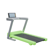 3d render illustration of green treadmill with screen. healthy life, sports activities concept. trendy cartoon style 3D illustration png