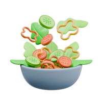 3d geven illustratie van salade met vers groenten. gezond leven, vers voedsel concept. modieus tekenfilm stijl 3d illustratie png