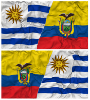 Ecuador and Uruguay Half Combined Flags Background with Cloth Bump Texture, Bilateral Relations, Peace and Conflict, 3D Rendering png
