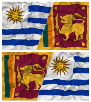 sri lanka och uruguay halv kombinerad flaggor bakgrund med trasa stöta textur, bilateral relationer, fred och konflikt, 3d tolkning png