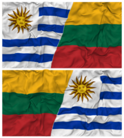 Lithuania and Uruguay Half Combined Flags Background with Cloth Bump Texture, Bilateral Relations, Peace and Conflict, 3D Rendering png