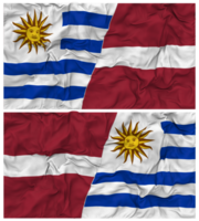 Latvia and Uruguay Half Combined Flags Background with Cloth Bump Texture, Bilateral Relations, Peace and Conflict, 3D Rendering png