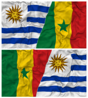 Senegal y Uruguay medio conjunto banderas antecedentes con paño bache textura, bilateral relaciones, paz y conflicto, 3d representación png