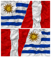 Peru and Uruguay Half Combined Flags Background with Cloth Bump Texture, Bilateral Relations, Peace and Conflict, 3D Rendering png
