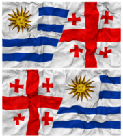 Georgia and Uruguay Half Combined Flags Background with Cloth Bump Texture, Bilateral Relations, Peace and Conflict, 3D Rendering png