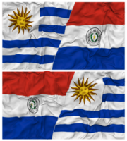 Paraguay and Uruguay Half Combined Flags Background with Cloth Bump Texture, Bilateral Relations, Peace and Conflict, 3D Rendering png