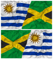 Jamaica y Uruguay medio conjunto banderas antecedentes con paño bache textura, bilateral relaciones, paz y conflicto, 3d representación png