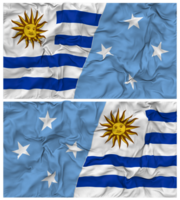 Federated States of Micronesiaand Uruguay Half Combined Flags Background with Cloth Bump Texture, Bilateral Relations, Peace and Conflict, 3D Rendering png