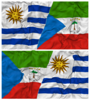Equatorial Guinea and Uruguay Half Combined Flags Background with Cloth Bump Texture, Bilateral Relations, Peace and Conflict, 3D Rendering png