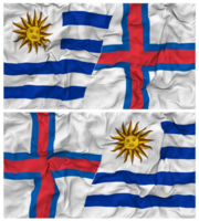 Faroe Islands and Uruguay Half Combined Flags Background with Cloth Bump Texture, Bilateral Relations, Peace and Conflict, 3D Rendering png