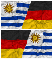 Alemania y Uruguay medio conjunto banderas antecedentes con paño bache textura, bilateral relaciones, paz y conflicto, 3d representación png